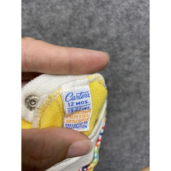 Carter's Shirt Baby 12 Months Yellow Toy Box Applique Rainbow Trim 70s 80s - Picture 8 of 12